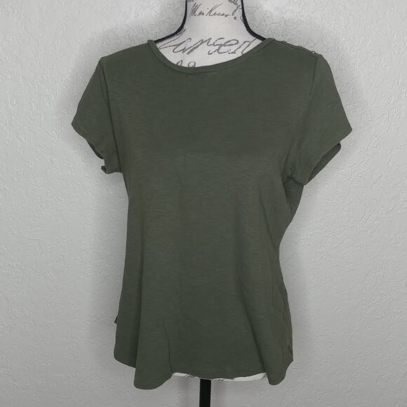 Liz Claiborne Short Sleeve Top Green Size L - Picture 1 of 6